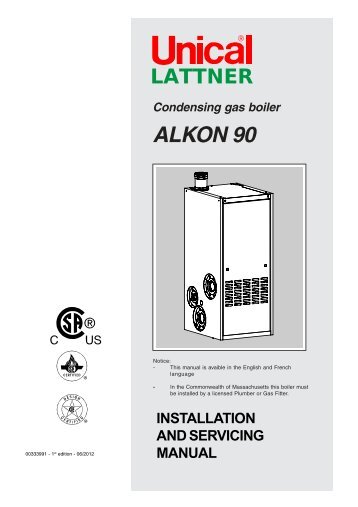 Installation Manual - Unical Lattner Condensing Hot Water Boilers