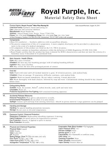 MSDS - Royal Purple