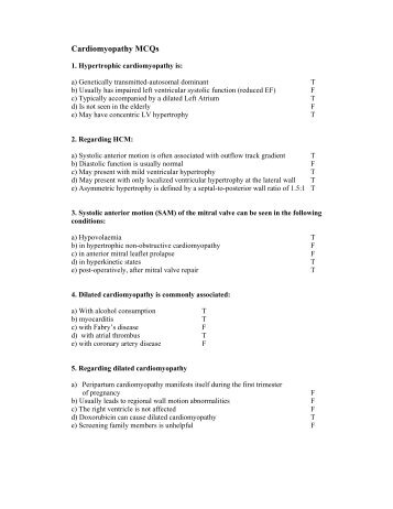 Cardiomyopathy MCQs