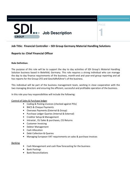 Full job description - SDI Group