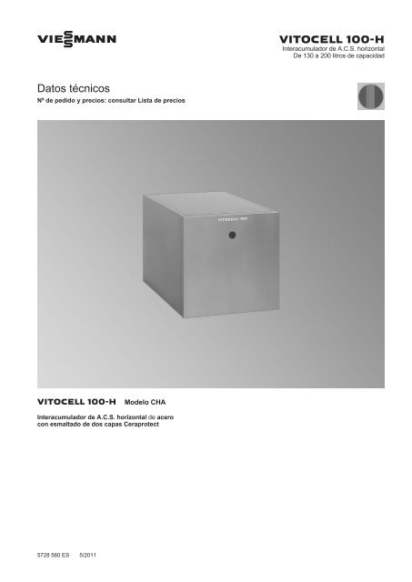 Datos técnicos Vitocell 100 CHA441 KB - Viessmann