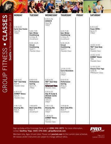 Seattle Classes - PRO Sports Club