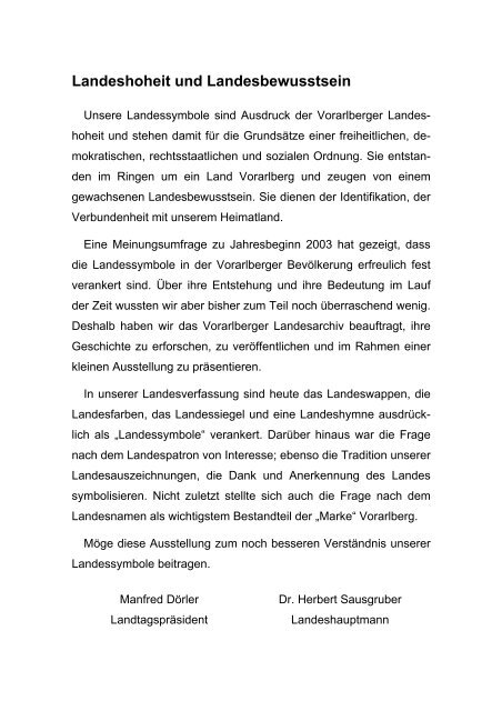 Ausstellungskatalog "VORARLBERGER LANDESSYMBOLE"