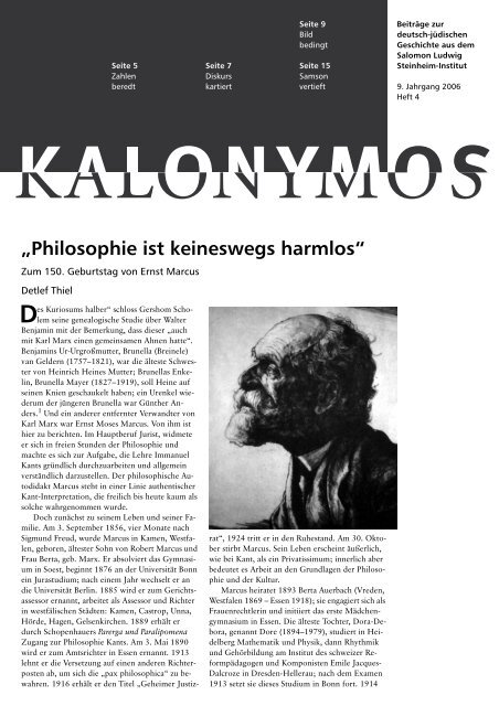 „Philosophie ist keineswegs harmlos“ - Salomon Ludwig Steinheim ...