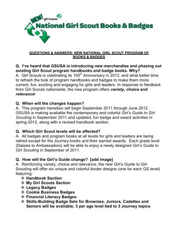 questions & answers: new national girl scout program