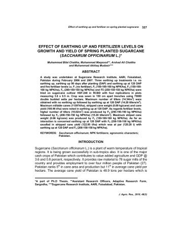 effect of earthing up and fertilizer levels on growth and yield of ...