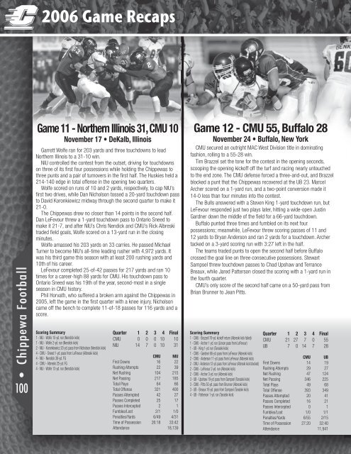 2007 Opponents & 2006 Season Recap - Central Michigan ...