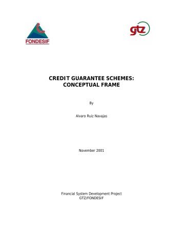 credit guarantee schemes: conceptual frame - Gtz