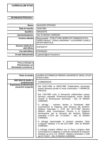 curriculum vitae - Sito Web Asl 1 - Pannello di Controllo