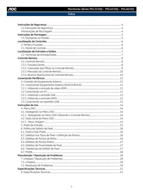 PDL4210Q Ã¢Â€Â“ PDL4610Q Manual do UsuÃƒÂ¡rio - AOC