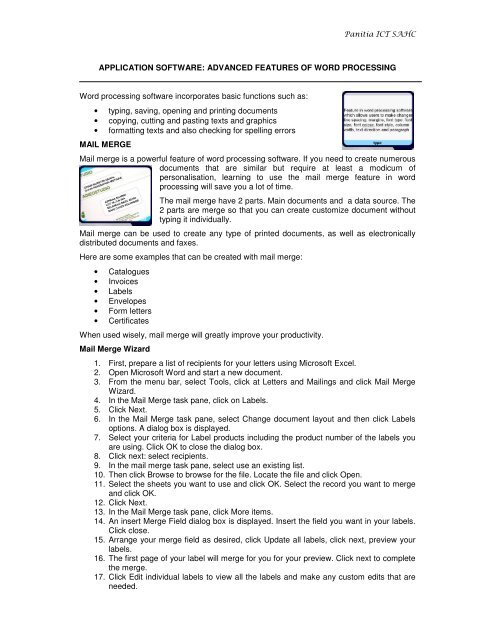 advanced features of word processing