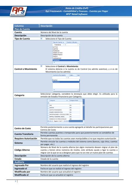 Plan de Cuentas - RP3 Retail Software