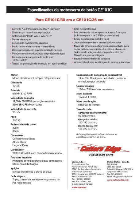 CE101C Motosserra a gasolina para corte de betÃ£o - Cutters Edge