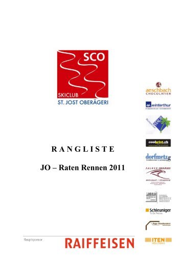 Rangliste JO-Raten 2011 - beim Skiclub St.Jost OberÃ¤geri!