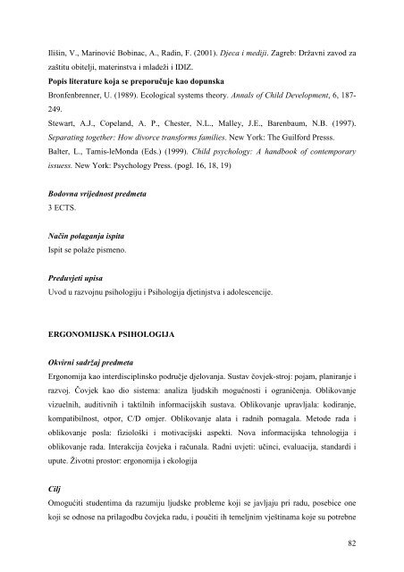 Studijski program psihologija - Odsjek za psihologiju - SveuÄiliÅ¡te u ...