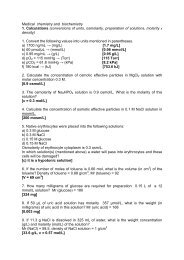 Medical chemistry and biochemistry 1. Calculations (conversions of ...