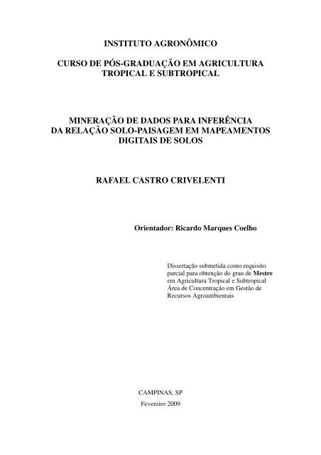 MineraÃ§Ã£o de dados para inferÃªncia da relaÃ§Ã£o solo ... - IAC