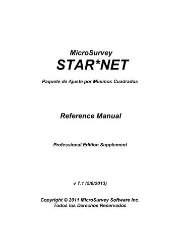 STAR*NET-PRO Reference Manual Supplement - MicroSurvey ...