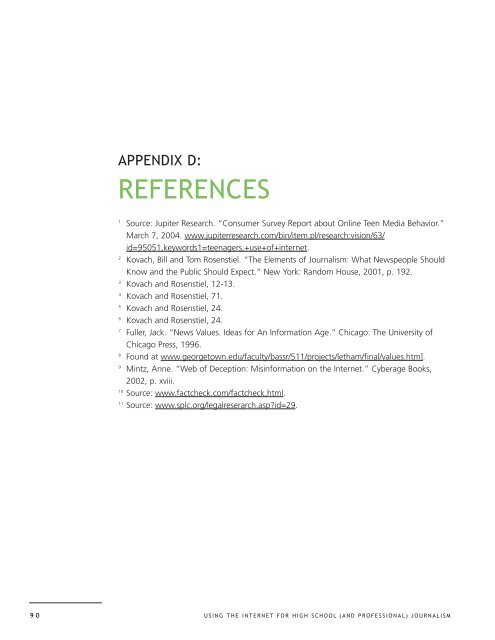 Appendix D: References - High School Broadcast Journalism