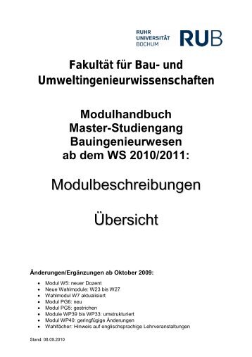 Modulbeschreibungen Übersicht - Ruhr-Universität Bochum