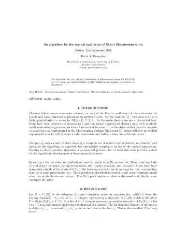 An algorithm for the explicit evaluation of GL(n) Kloosterman sums