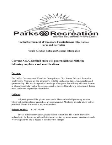 Youth Kickball Rules - Unified Government of Wyandotte County ...