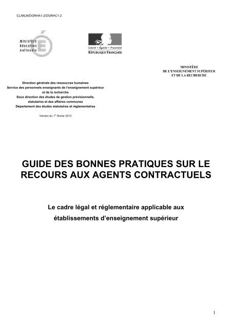 Guide des bonnes pratiques sur le recours aux agents contractuels