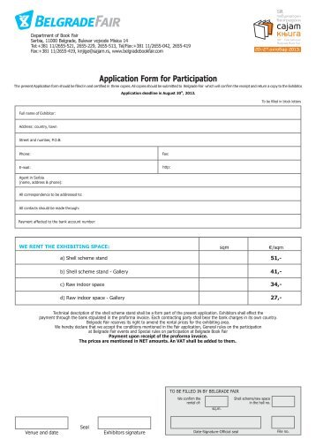 Application Form for Participation