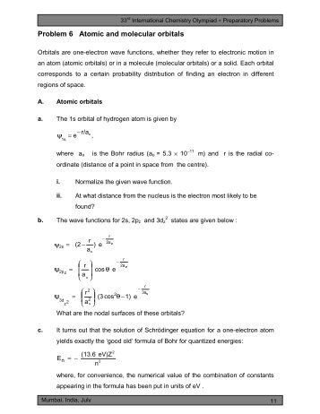 Problem 6 Atomic and molecular orbitals - PianetaChimica.it