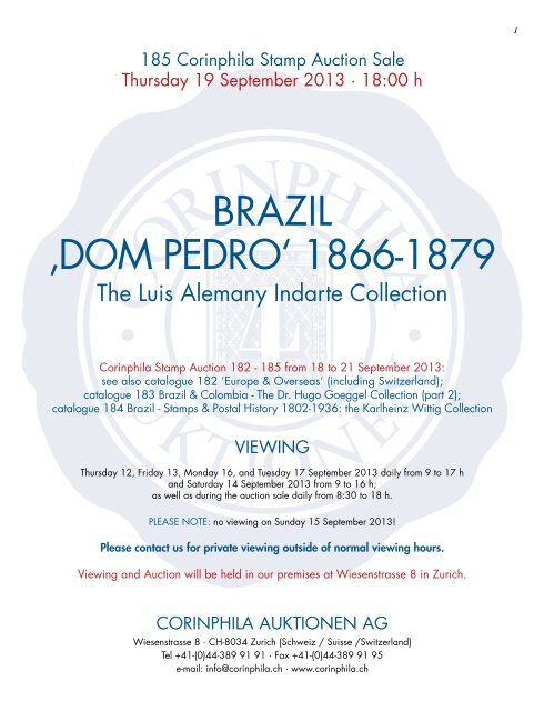 BRAZIL ‚DOM PEDRO' 1866-1879 - Corinphila Auktionen AG