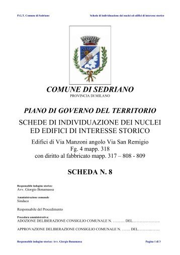 Scheda 8 - Comune di Sedriano