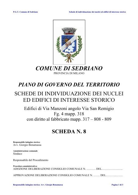 Scheda 8 - Comune di Sedriano