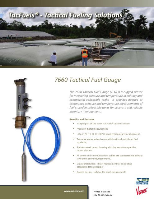 TacFuels Fuel Gauge Brochure - SEI Industries Ltd.