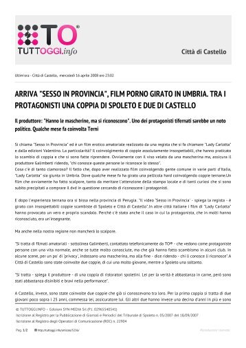 ARRIVA "SESSO IN PROVINCIA", FILM PORNO GIRATO ... - Tuttoggi