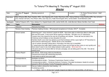 Minutes - 5 - Te Totara Primary School