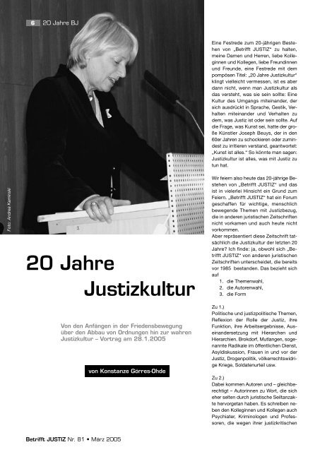 20 Jahre Justizkultur - Betrifft Justiz