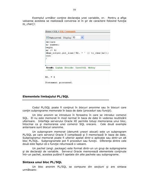 Capitolul IV Limbajul PL/SQL