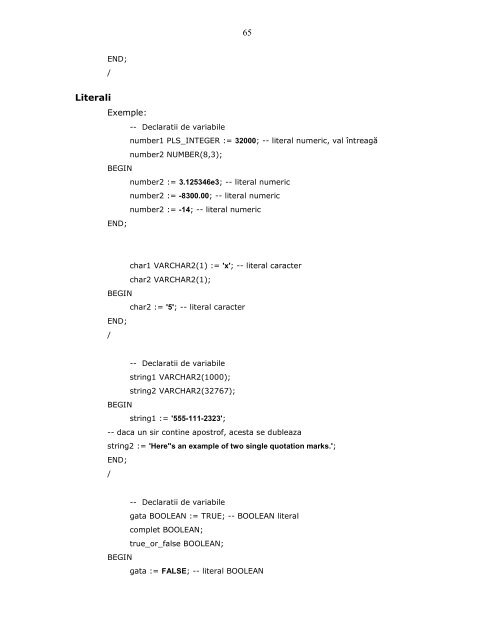 Capitolul IV Limbajul PL/SQL