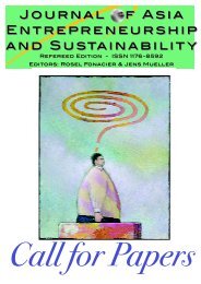 Call for Papers - Journal of Asia Entrepreneurship and Sustainability