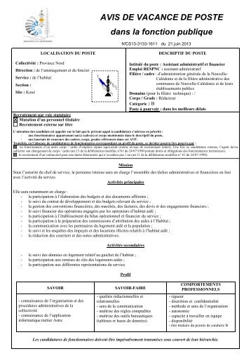 1611 ADM PVN Assistant Administratif et financier ... - Province Nord