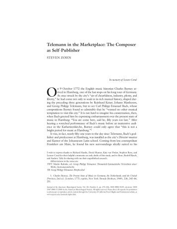 Telemann in the  Marketplace: The Composer as Self ... - Steven Zohn