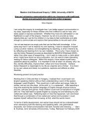 Masters Unit Educational Enquiry 1 2006, University of BATH How ...