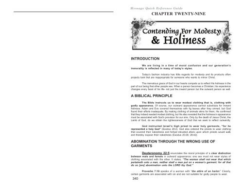 part 29 - contending for modesty and holiness - End Time Message