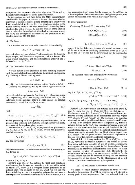 Robustness of Discrete-Time Direct Adaptive Controllers - Centre ...