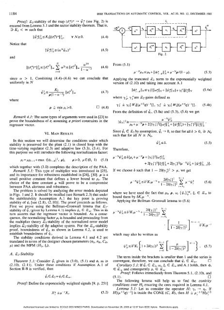 Robustness of Discrete-Time Direct Adaptive Controllers - Centre ...