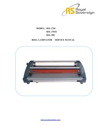 rsl-2701 rsl-2701u rsl-380 roll laminator service ... - Royal Sovereign