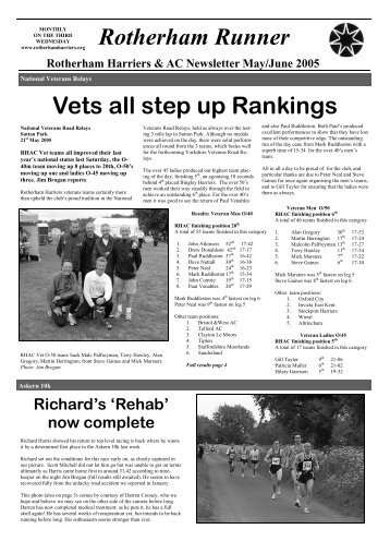 Rotherham Runner Vets all step up Rankings