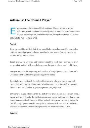 Adsumus: The Council Prayer - Laikos