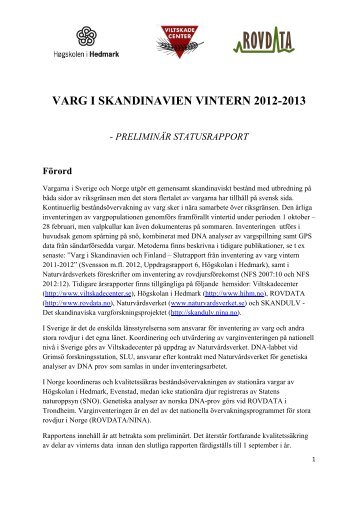 VARG I SKANDINAVIEN VINTERN 2012-2013 - Vargfakta