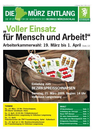 „Voller Einsatz für Mensch und Arbeit !“  - Steirische Volkspartei